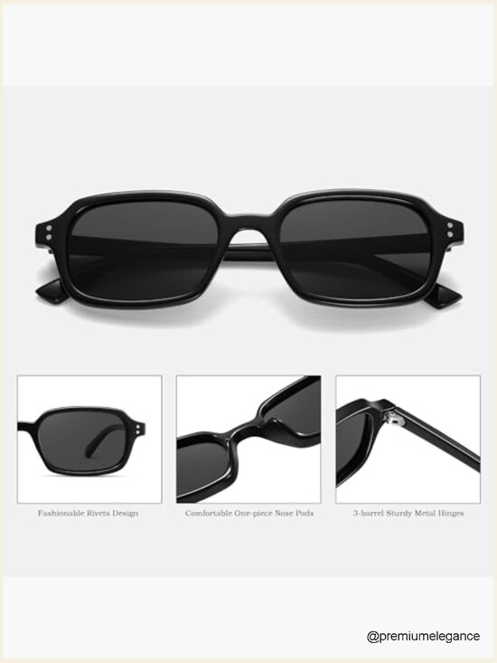 Retro 90s Rectangular Polarized Sunglasses UV400 Small Square Sun main image 5